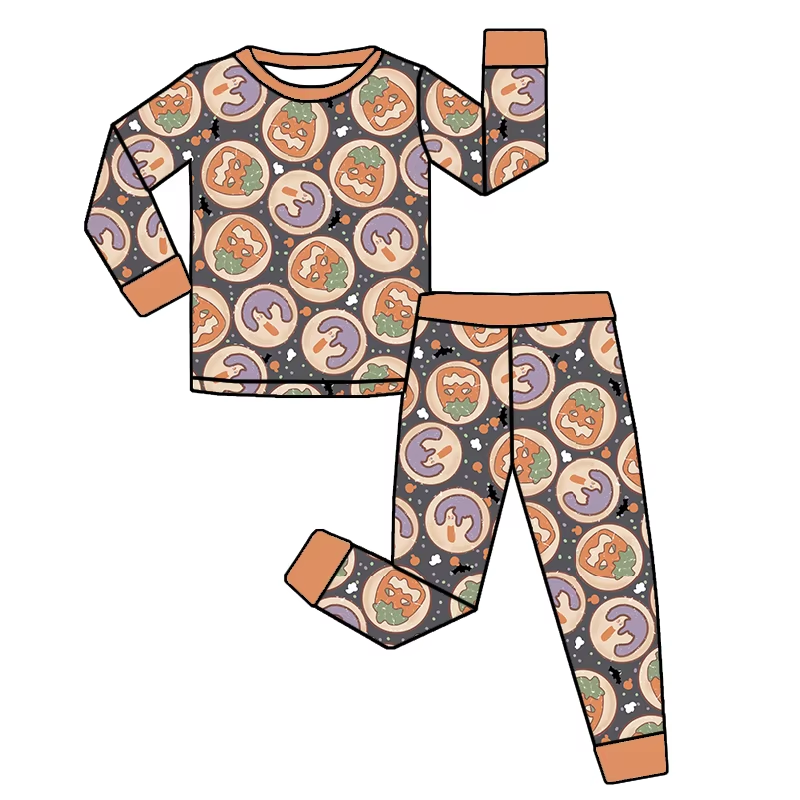 Baby Girls Long Sleeves Ghosts Pumpkins Top Pant Pajamas Set Preorder