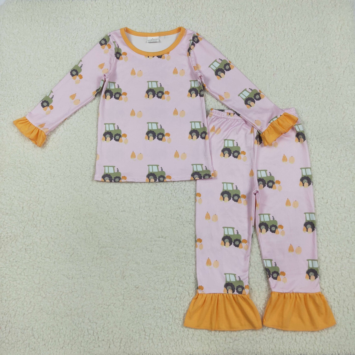 Sibling Baby Girls Long Sleeves Flowers Pumpkins Top Pant Fall Pajamas Sets