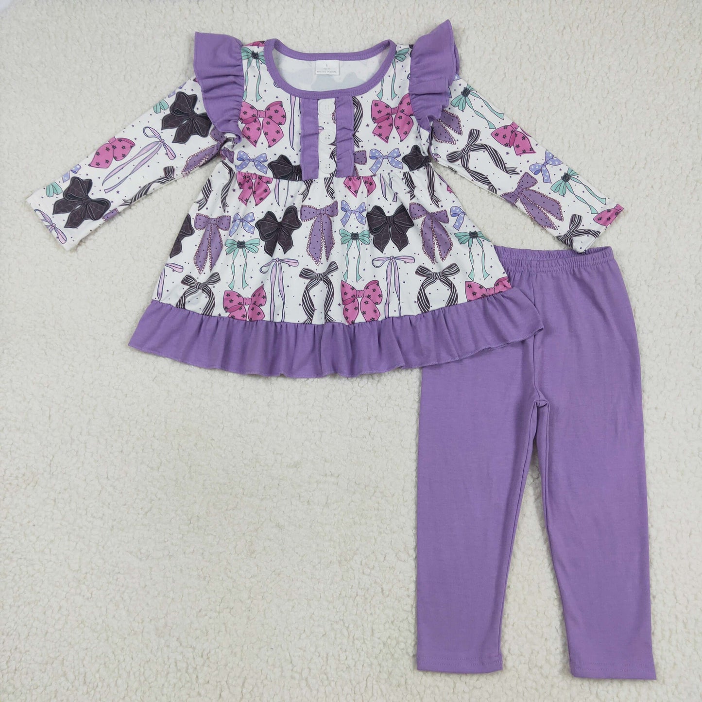 Sibling Baby Girls Ghost Pumpkins Bats Button Pockets Tunic Ruffle Pants Halloween Clothes Sets