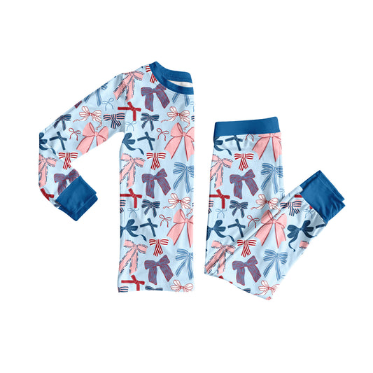 Baby Girls Long Sleeves Colorful Bows Top Pant Pajamas Set Preorder