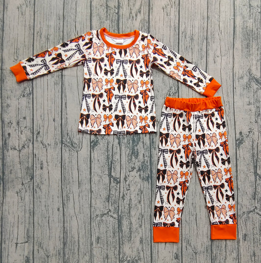 Baby Girls Colorful Bows Stars Plaid Top Pant Halloween Pajamas Set