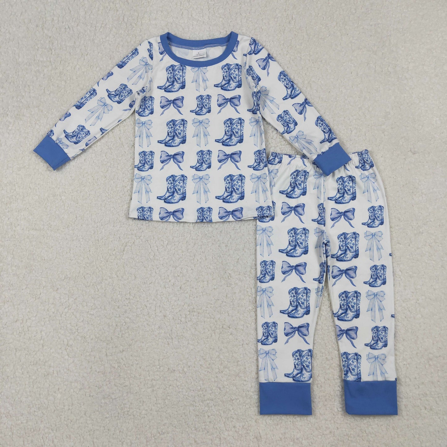 Sibling Baby Girls Long Sleeve Bows Boots Top Pants Western Pajamas Sets