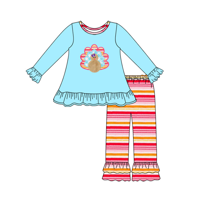 Baby Girls Long Sleeves Turkey Tunic Ruffle Pants Set Preorder