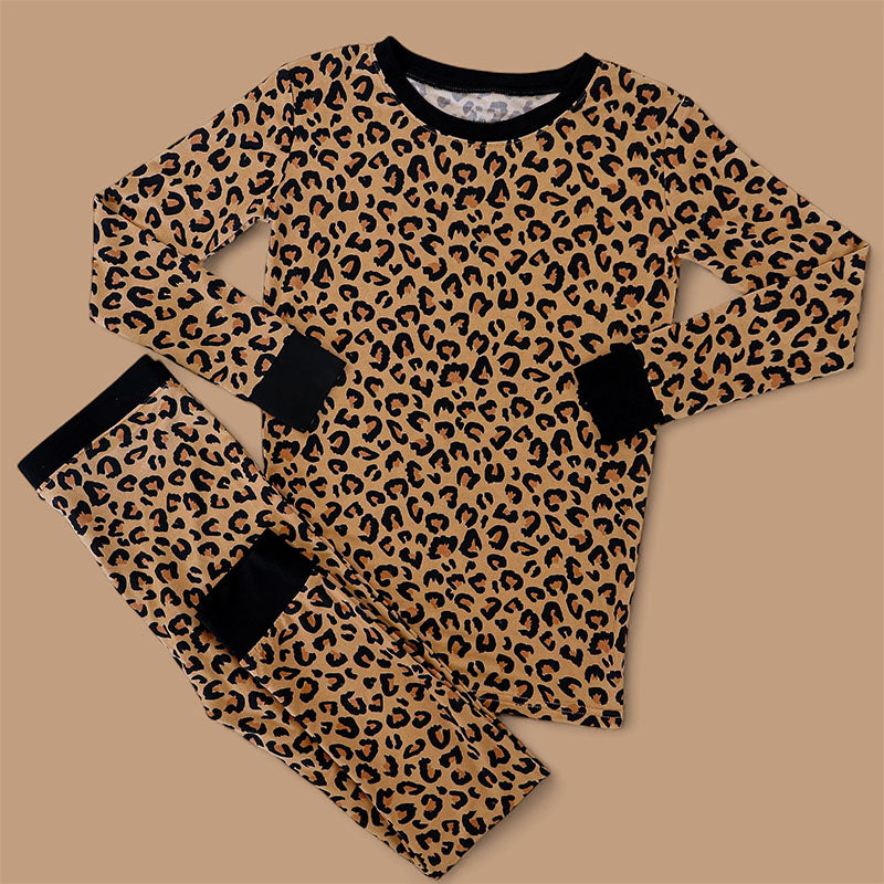 Baby Girls Long Sleeves Leopard Top Pant Pajamas Set Preorder