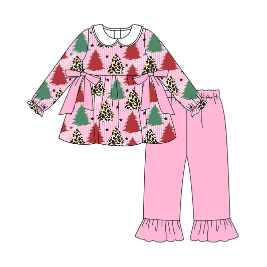 Baby Girls Christmas Trees Stars Tunic Ruffle Pant Set Preorder
