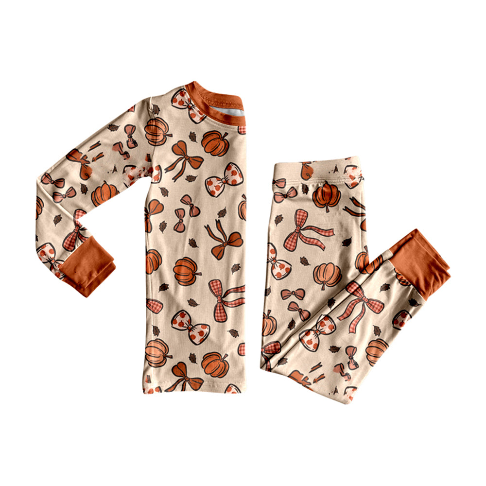 Baby Girls Bows Pumpkins Top Pant Fall Pajamas Set Preorder