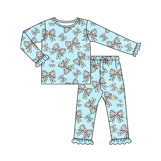 Baby Girls Snowmen Bows Plaid Top Ruffle Pant Christmas Set Preorder