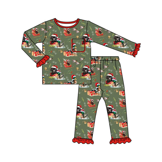 Baby Girls Dogs Ducks Plaid Top Pant Christmas Pajamas Set Preorder