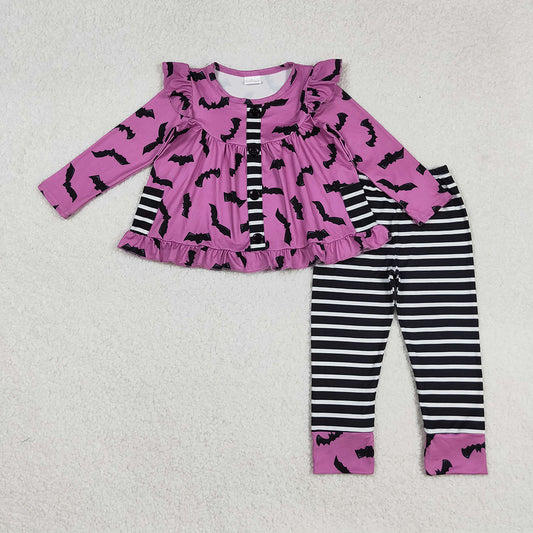 Baby Girls Halloween Pockets Bats Tunic Black Stripes Legging Halloween Sets