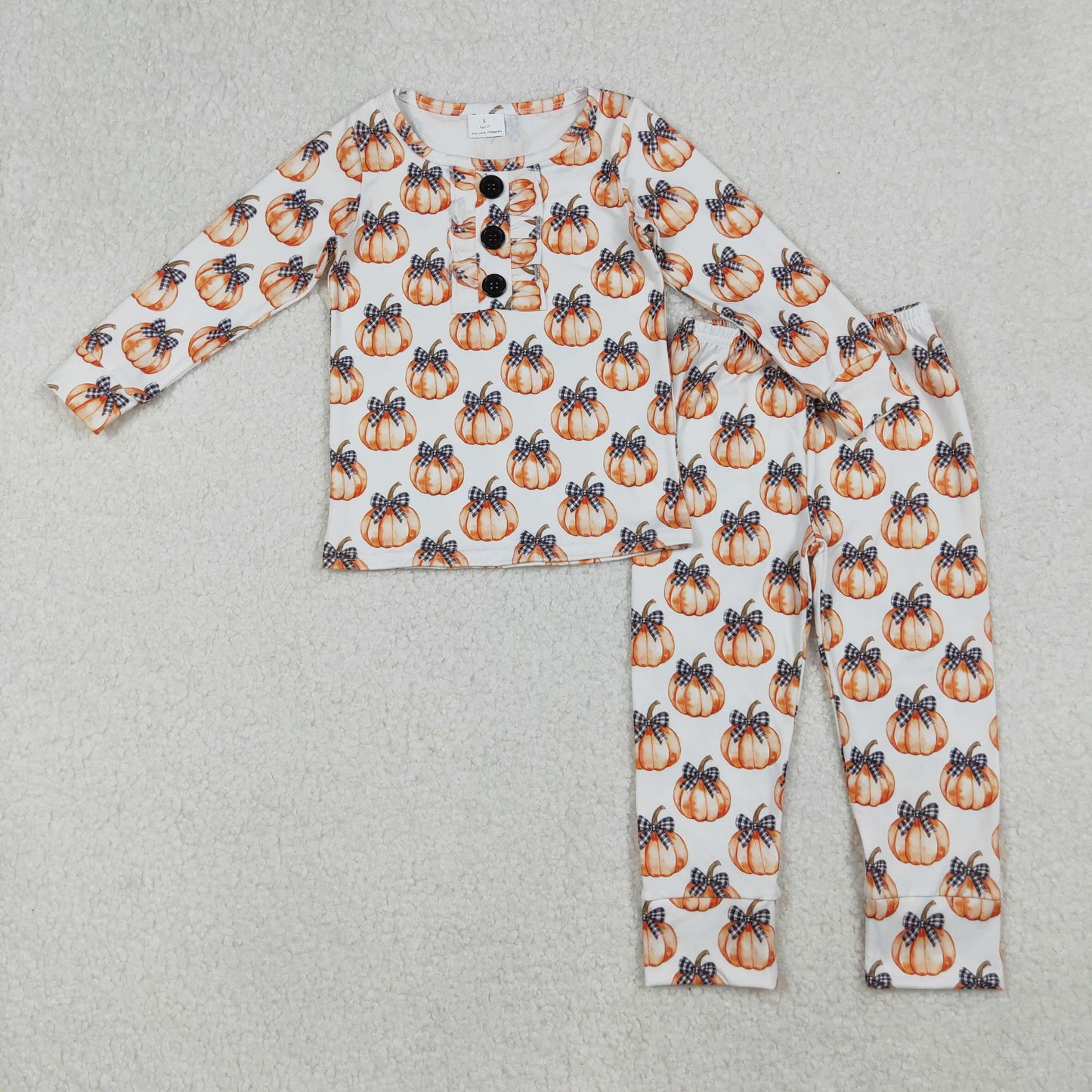Sibling Baby Girls Long Sleeves Flowers Pumpkins Top Pant Fall Pajamas Sets
