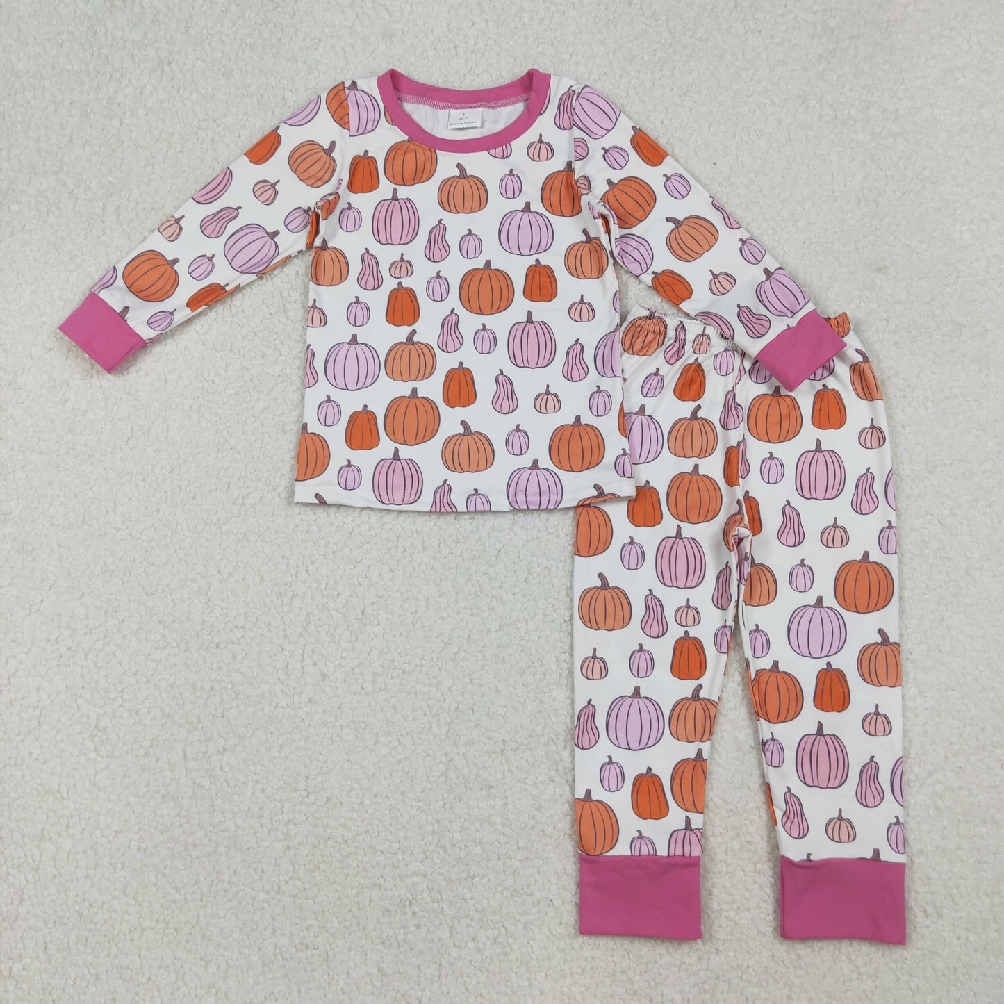 Sibling Baby Girls Long Sleeves Flowers Pumpkins Top Pant Fall Pajamas Sets