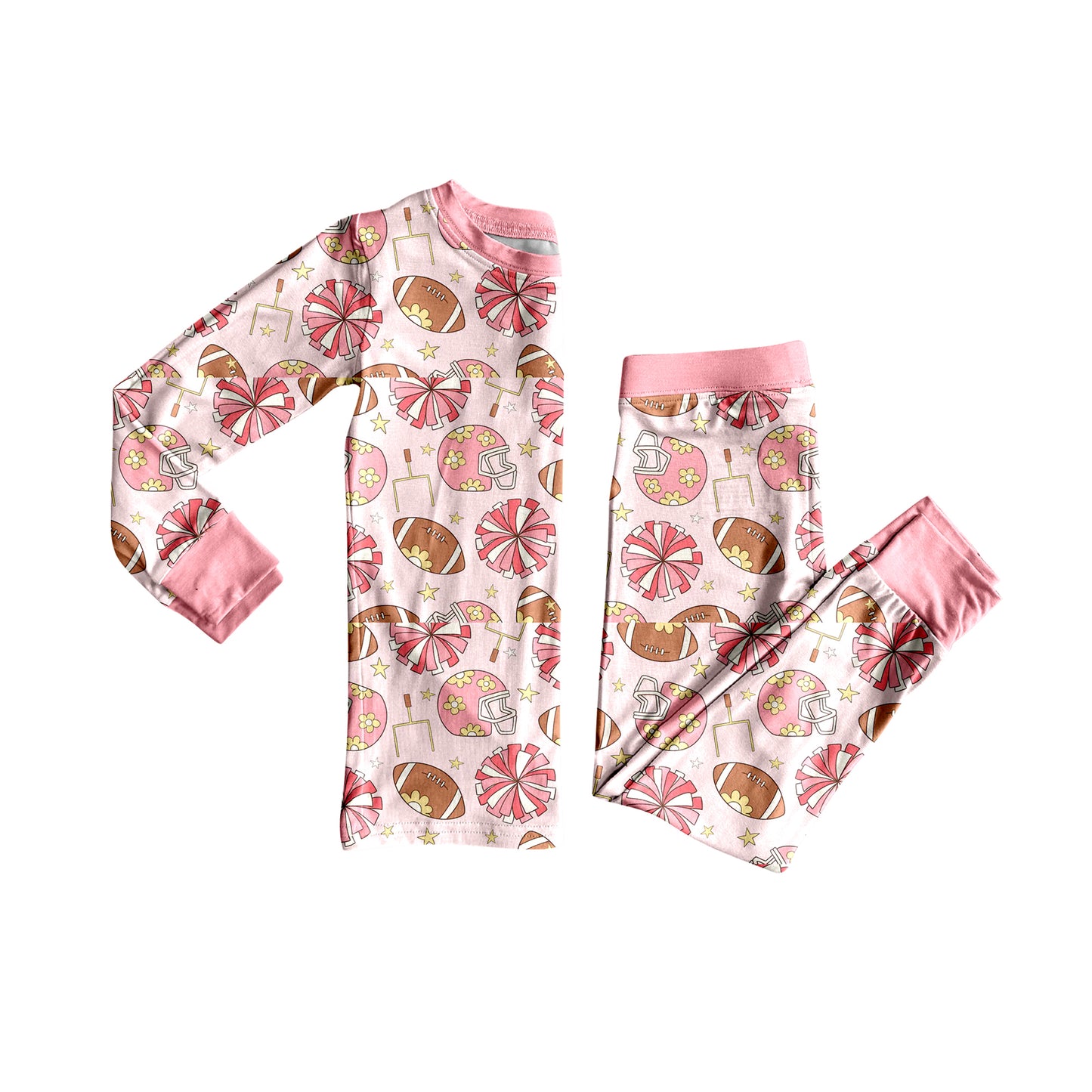 Baby Girls Footballs Cheer Plaid Top Pant Team Pajamas Set Preorder