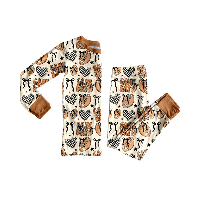 Baby Girls Game Day Footballs Top Pant Team Pajamas Set Preorder