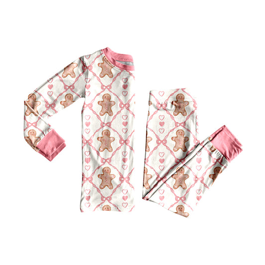 Baby Girls Pink Hearst Gingerbread Plaid Top Pant Christmas Pajamas Set Preorder