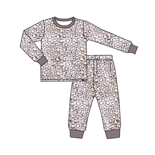 Baby Boys Gray Leopard Top Pant Western Pajamas Set Preorder