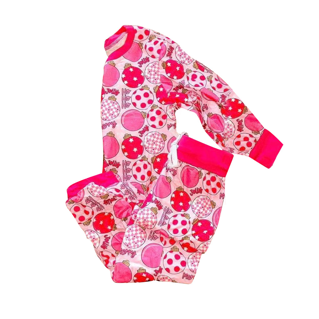 Baby Girls Pink Lights Plaid Top Pant Christmas Pajamas Set Preorder