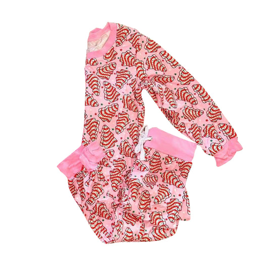 Baby Girls Pink Christmas Trees Stars Top Pant Pajamas Set Preorder