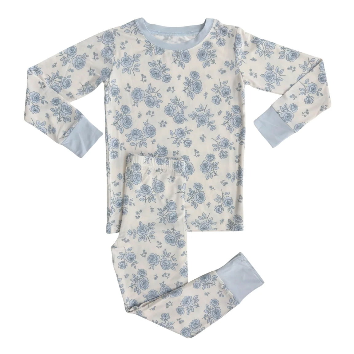 Baby Girls Blue Flowers Top Pant Pajamas Sets Preorder