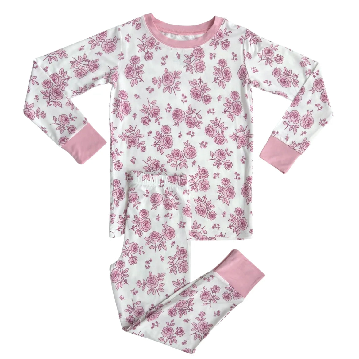 Baby Girls Pink Flowers Top Pant Pajamas Sets Preorder