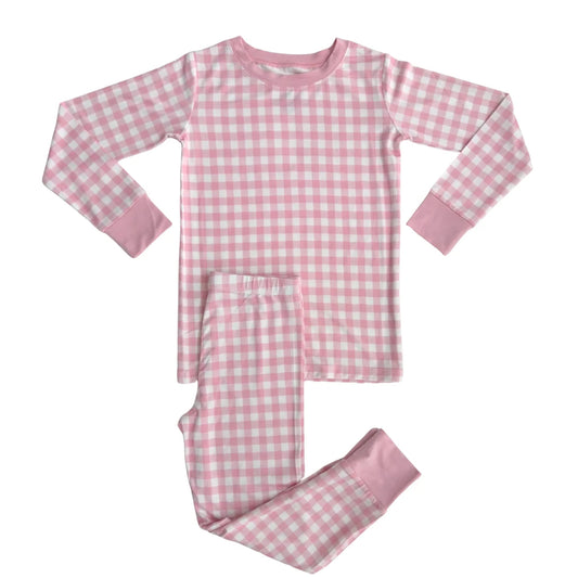 Baby Girls Pink Checked Top Pant Pajamas Sets Preorder