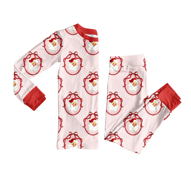 Baby Girls Santa Bows Top Pant Christmas Pajamas Sets Preorder