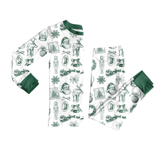 Baby Girls Green Santa Soldiers Top Pant Christmas Pajamas Sets Preorder