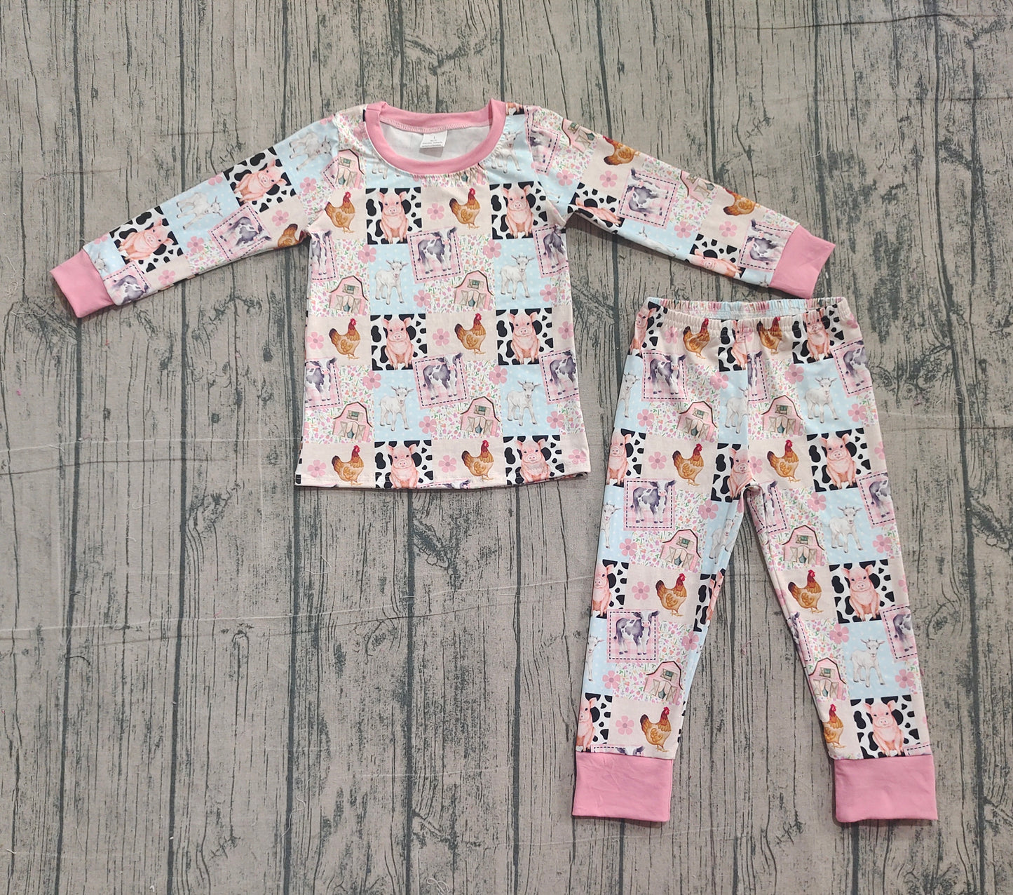 Baby Girls Pigs Chicks Top Pants Farm Pajamas Sets Preorder