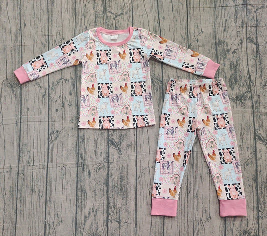 Baby Girls Pigs Chicks Top Pants Farm Pajamas Sets Preorder