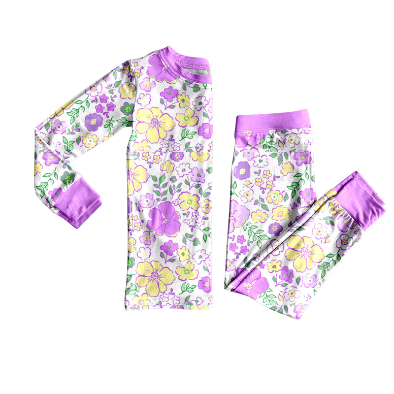 Baby Girls Mardi Gras Floral Top Pants Pajamas Sets Preorder