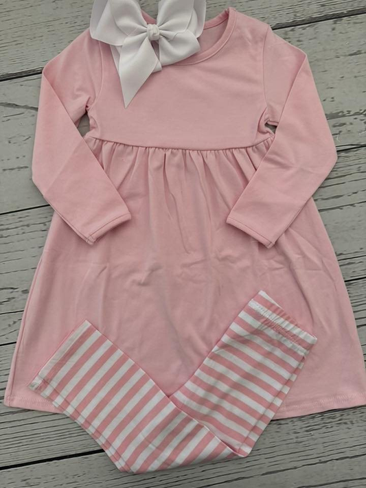 Baby Girls Pink Long Sleeve Tunic Stripe Leggings Clothes Sets Preorder