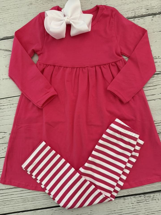 Baby Girls Watermelon Long Sleeve Tunic Stripe Leggings Clothes Sets Preorder