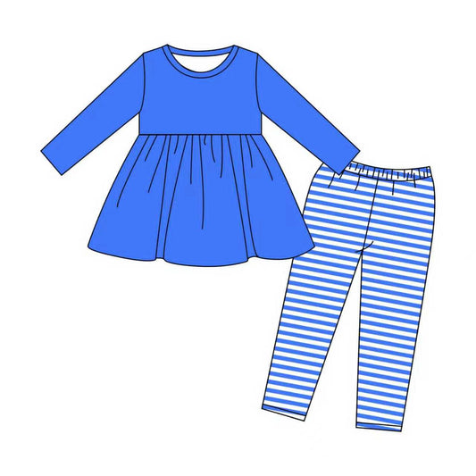 Baby Girls Blue Long Sleeve Tunic Stripe Leggings Clothes Sets Preorder