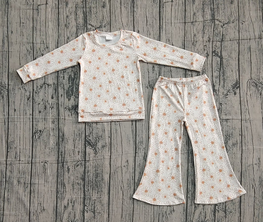 Baby Girls Daisy Flowers Top Bell Bottom Pants Clothes Sets