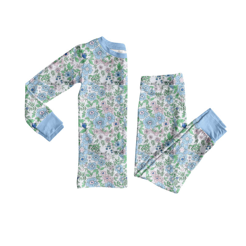 Baby Girls Pink Blue Floral Top Pants Pajamas Sets Preorder