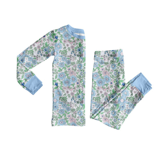 Baby Girls Pink Blue Floral Top Pants Pajamas Sets Preorder