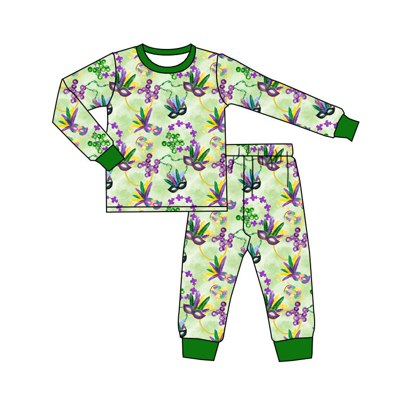 Baby Girls Mardigras Anchor Masks Top Pant Pajamas Sets Preorder