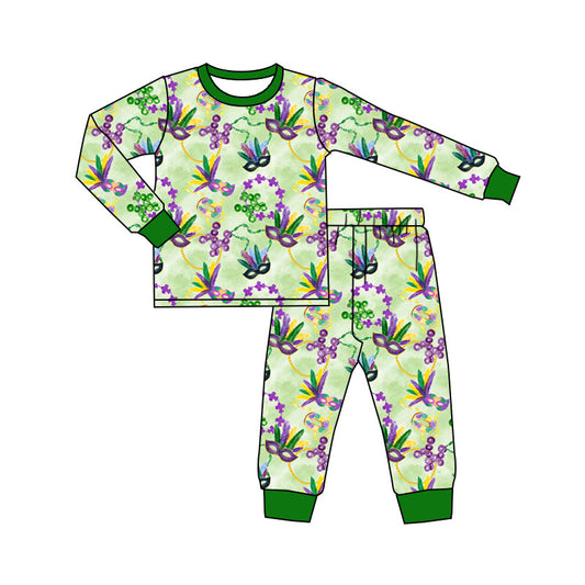 Baby Girls Mardigras Anchor Masks Top Pant Pajamas Sets Preorder
