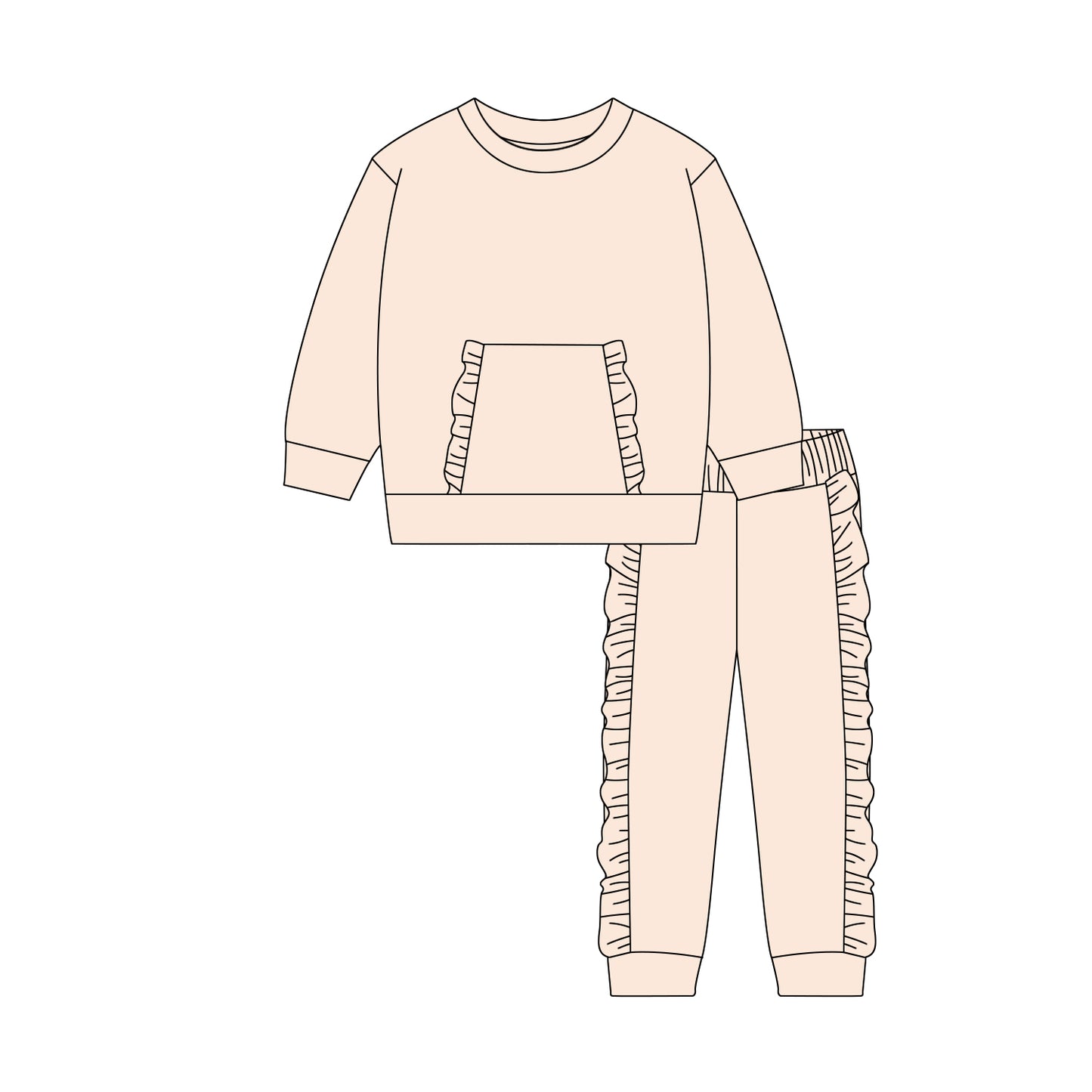 Baby Girls Peach Pocket Top Ruffle Legging Pants Clothes Sets Preorder