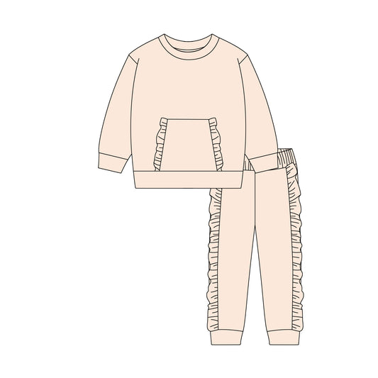 Baby Girls Peach Pocket Top Ruffle Legging Pants Clothes Sets Preorder