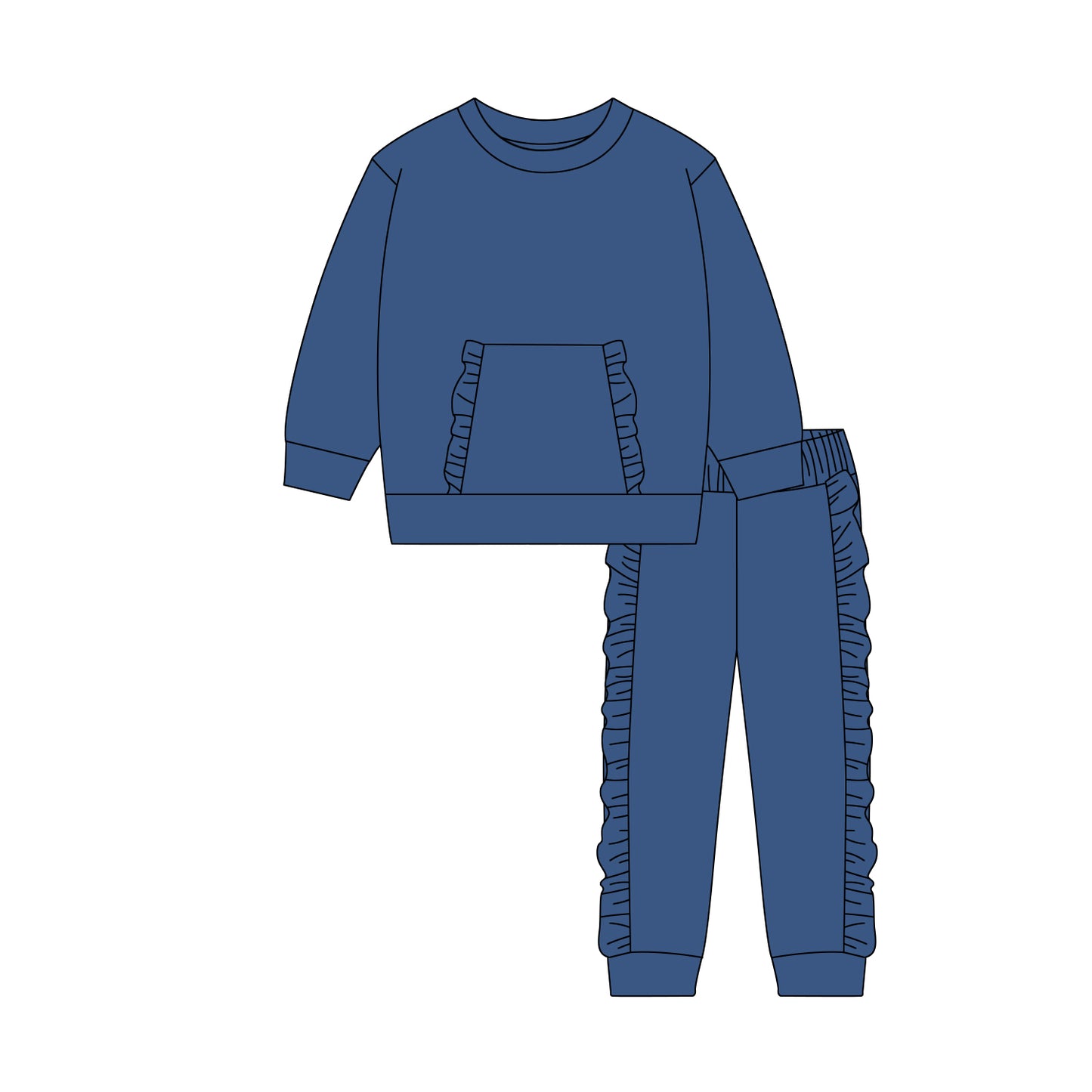 Baby Girls Navy Pocket Top Ruffle Legging Pants Clothes Sets Preorder