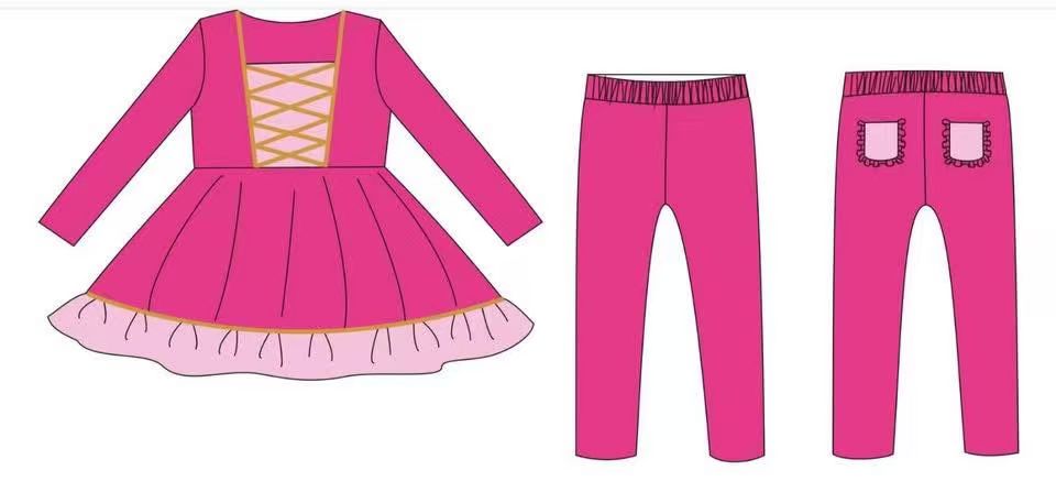 Baby Girls Pink Ruffle Tunic Leggings Back Pockets Clothes Sets Preorder