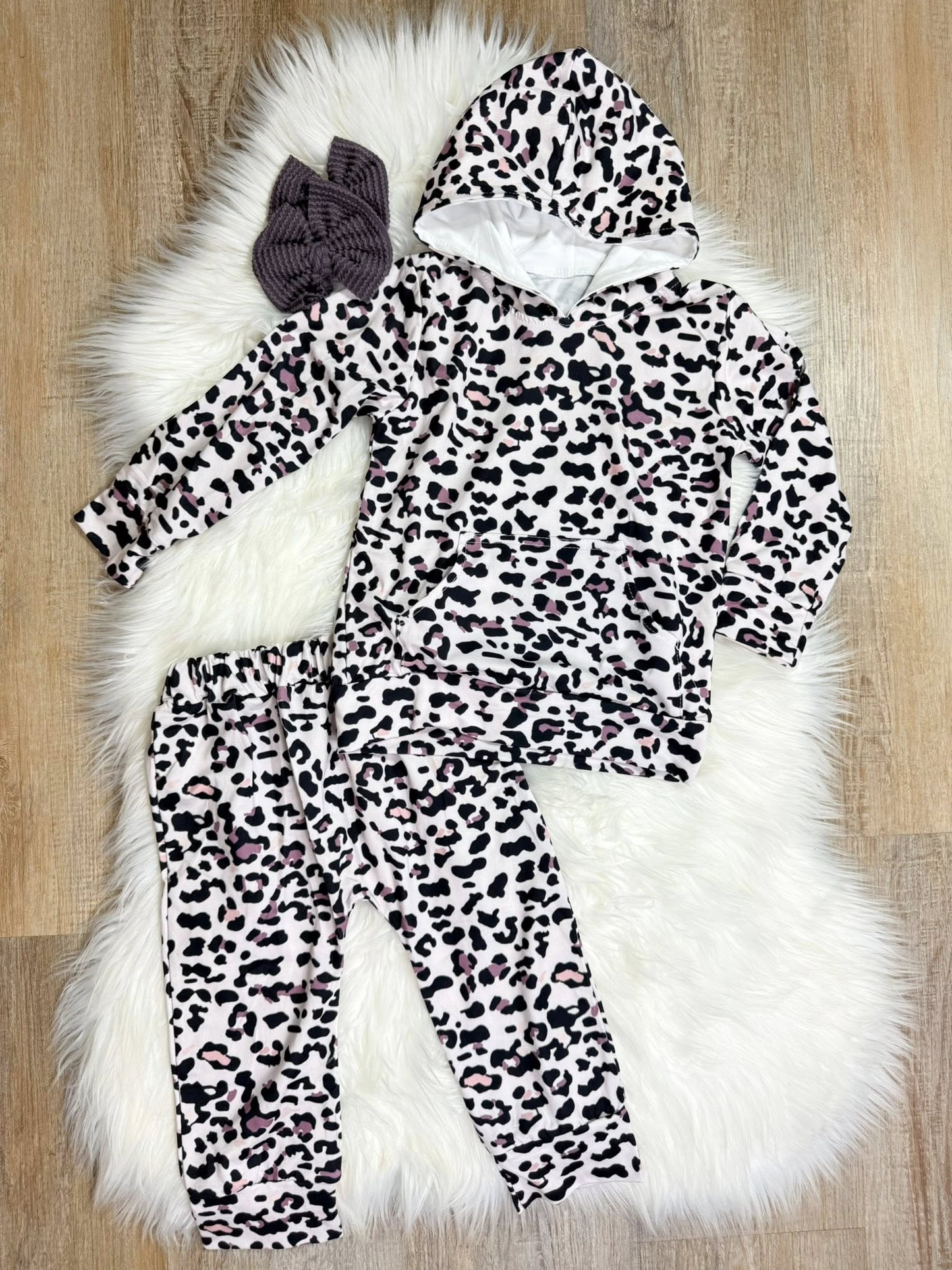 Baby Girls Leopard Pockets Hoodies Leggings Pants Clothes Sets Preorder