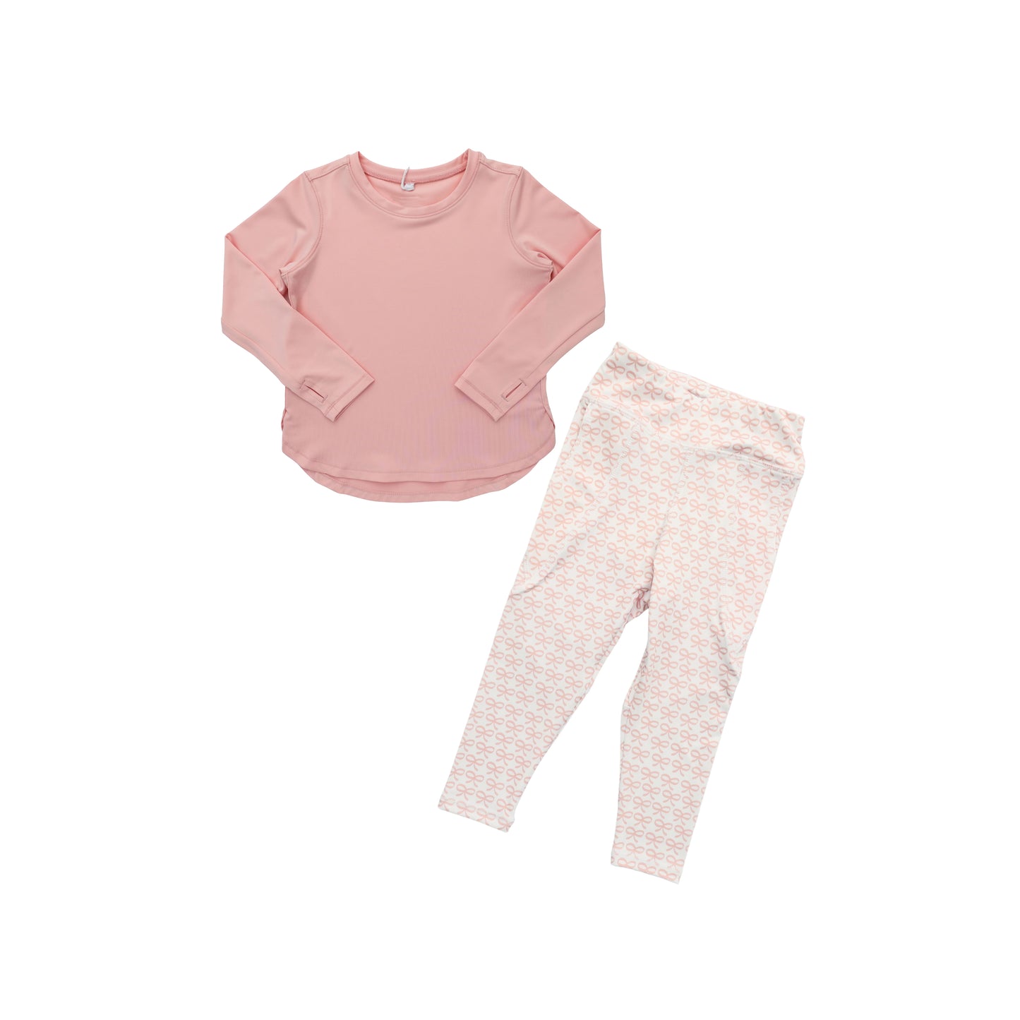 Baby Girls Peach Long Sleeve Top Bows Pockets Leggings Yoga Clothes Sets Preorder