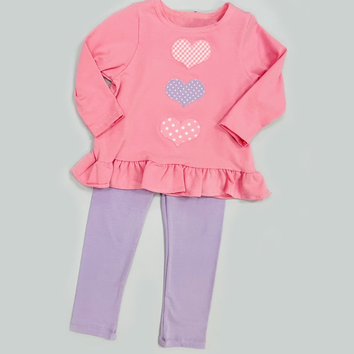 Baby Girls Polka Dots Hearts Top Legging Pants Valentines Clothes Sets Preorder