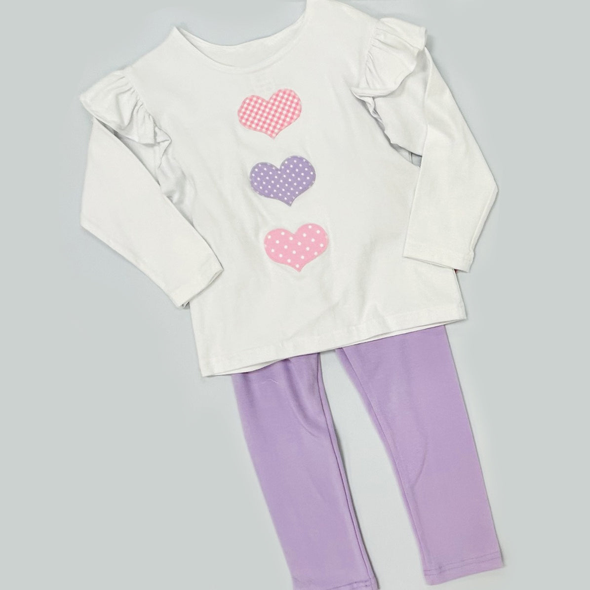 Baby Girls Polka Dots Hearts Top Legging Pants Valentines Clothes Sets Preorder