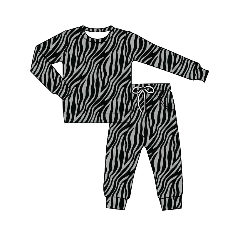 Baby Girls Black Stripe Top Pockets Pants Western Pajamas Sets Preorder