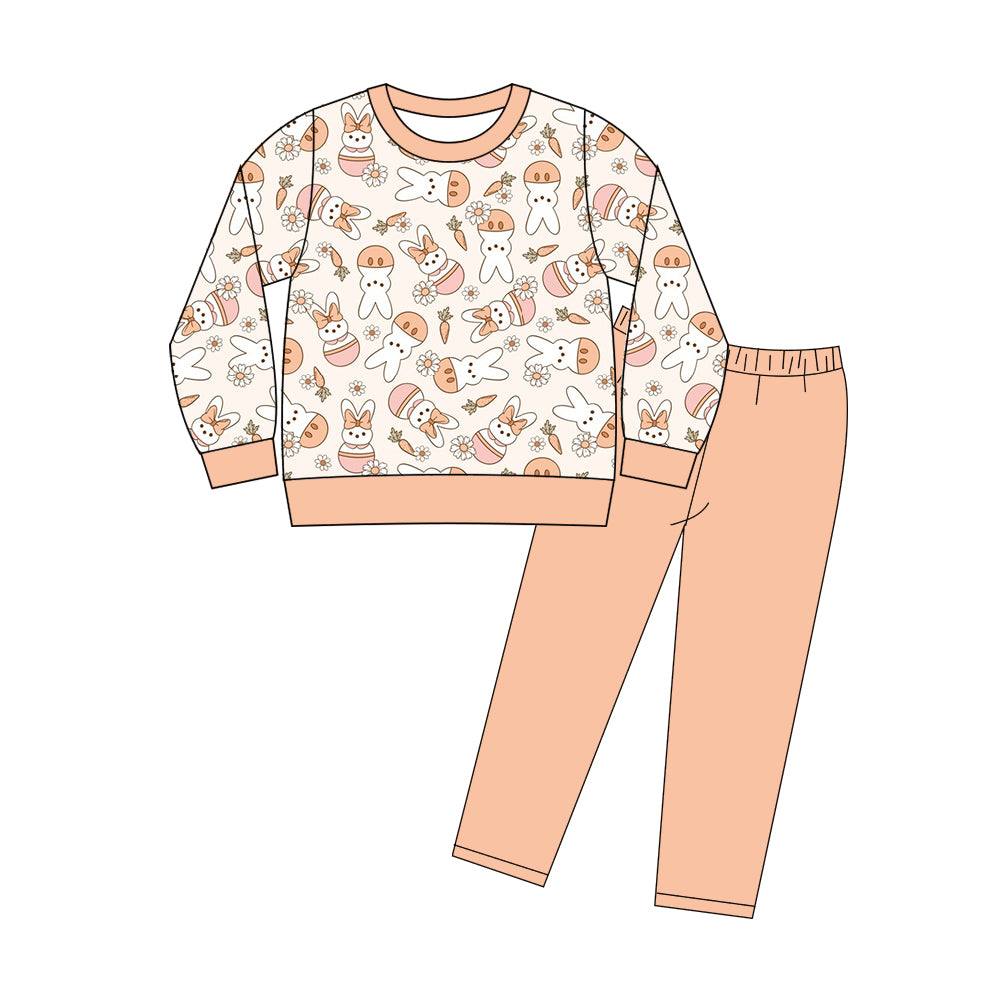 Baby Girls Rabbits Daisy Flowers Top Leggings Easter Clothes Sets Preorder