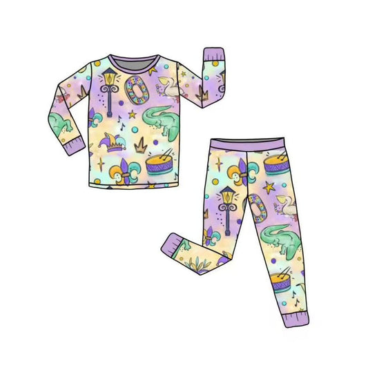 Baby Girls Mardigras Anchors Top Pants Pajamas Sets Preorder