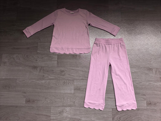 Baby Girls Lavender Long Sleeve Top Pants Scallop Pajamas Clothes Sets Preorder