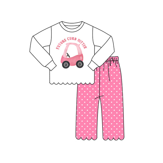 Baby Girls Future Curb Hitter Trucks Top Polka Dots Pant Scallop Clothes Sets Preorder